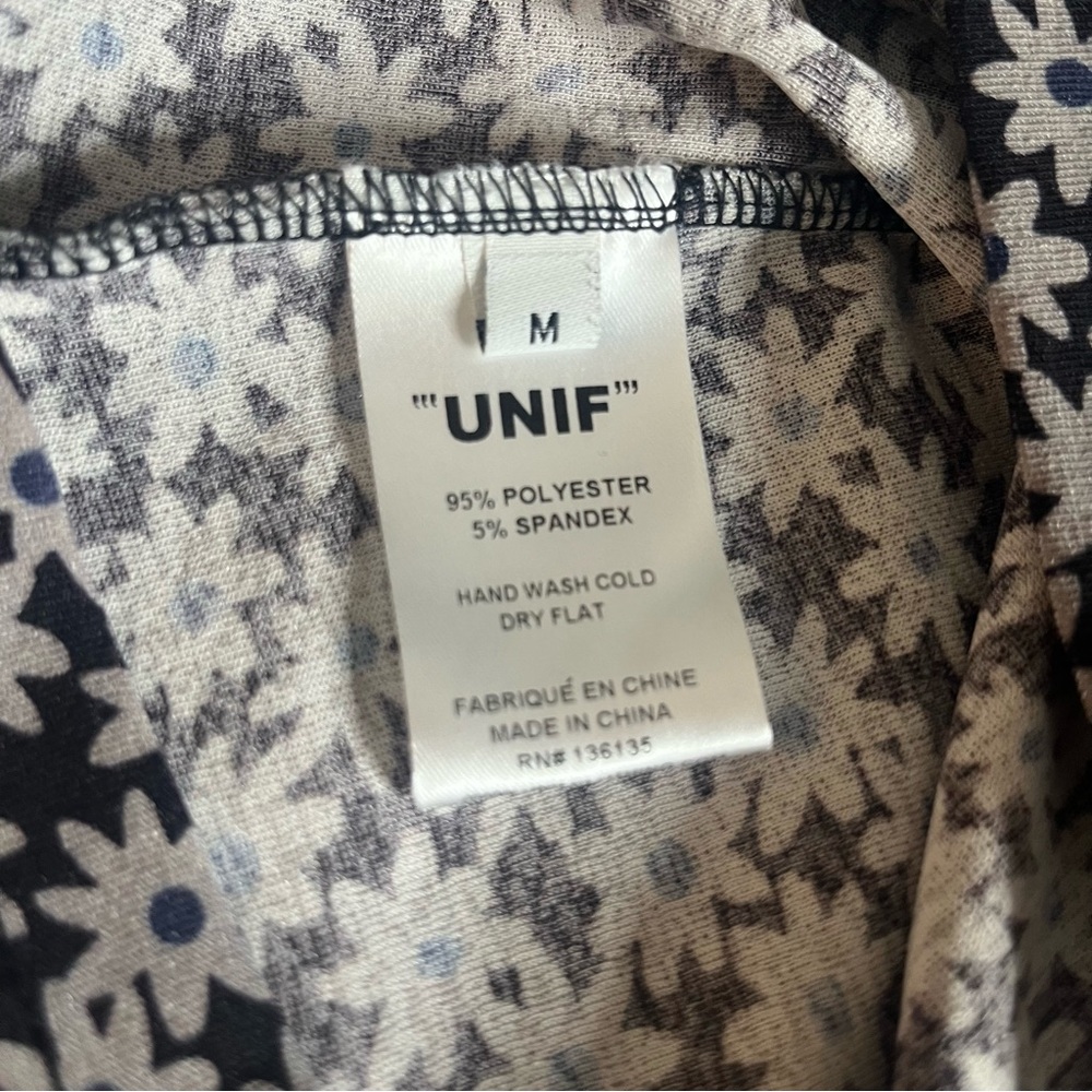 UNIF Women’s Corin Black Gray Floral Short Sleeve Lace Up Stretchy Mini Dress M - Picture 6 of 12
